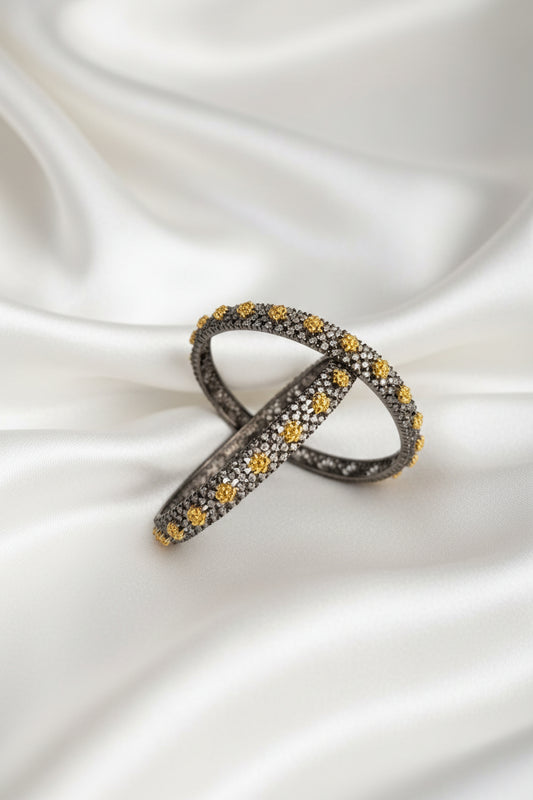 Vioctorian  Black and Gold Tone Bangle Set