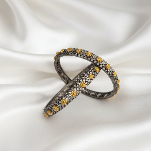 Vioctorian  Black and Gold Tone Bangle Set