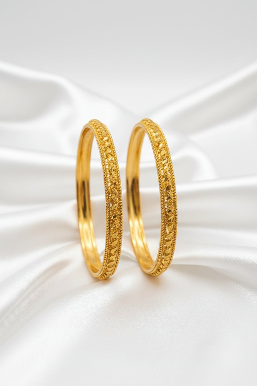 Elegant Gold-Tone Patterned Bangle Set