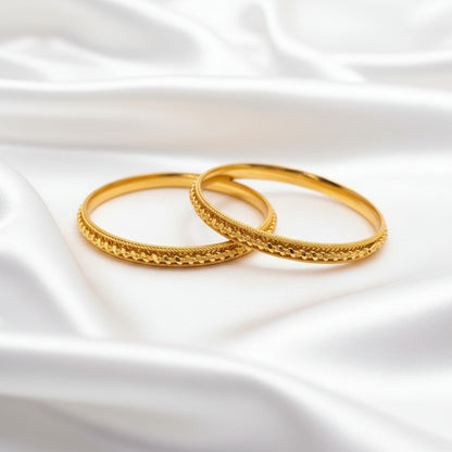Elegant Gold-Tone Patterned Bangle Set