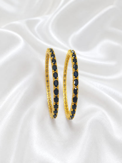 Blue Stone Gold-Tone Bangles