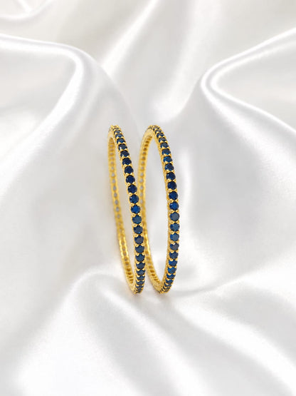 💙Blue Stone💎Gold-Tone Bangles