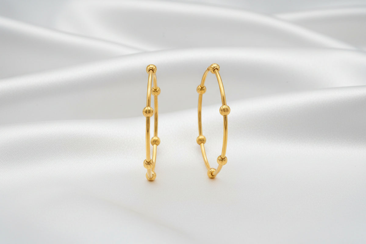 Simple Gold-Tone Beaded Bangles