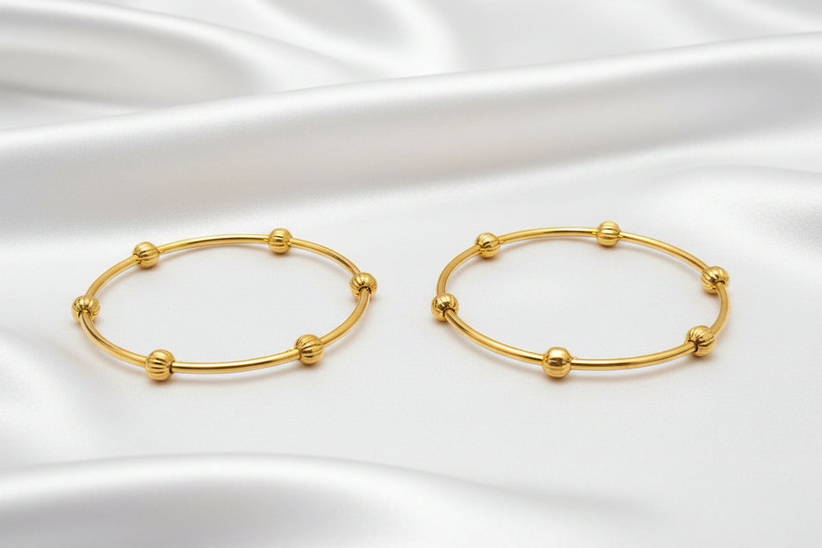 Simple Gold-Tone Beaded Bangles