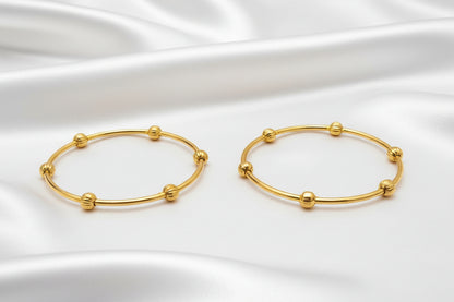 Simple Gold-Tone Beaded Bangles