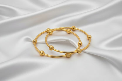 Simple Gold-Tone Beaded Bangles