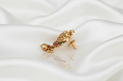✨ Traditional Indian Gold-Tone Peacock Earrings with Ruby & Green Stone Accents