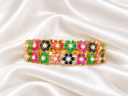 🌈✨Multicolor Floral Gold Plated Designer Bangle