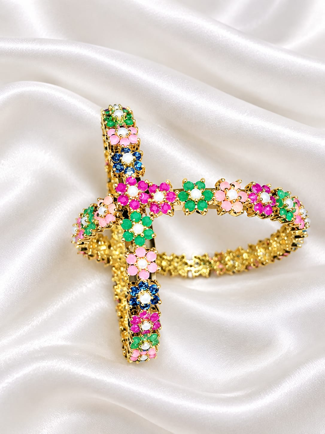 🌈✨Multicolor Floral Gold Plated Designer Bangle