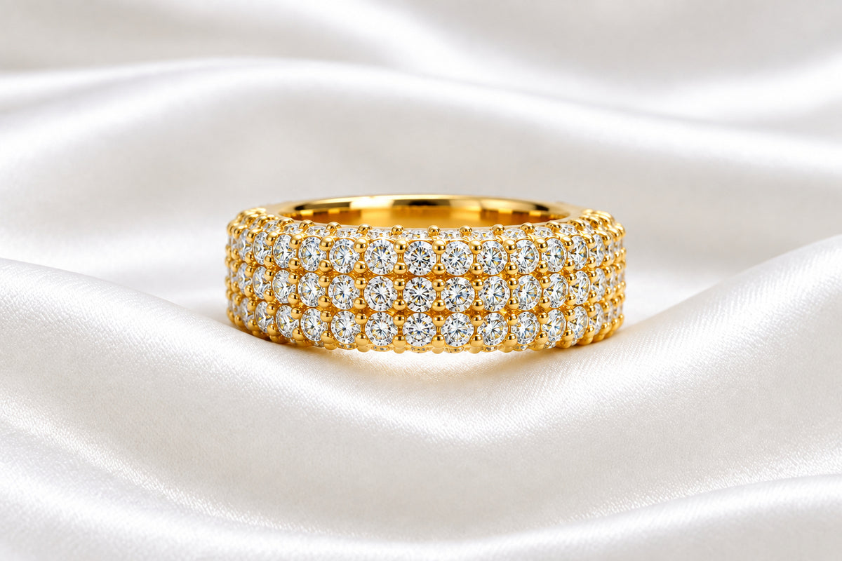 Elegance Meets Brilliance: Multi-Row Pavé Band Ring