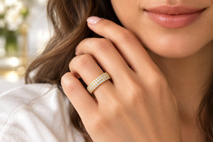 Elegance Meets Brilliance: Multi-Row Pavé Band Ring
