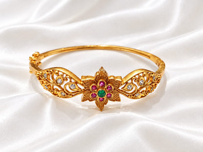 Timeless Heritage Openable Floral Filigree Kada Bracelet