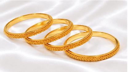 Exquisite Gold-Plated Textured Daily Wear Bangles Set