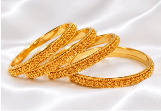 Exquisite Gold-Plated Textured Daily Wear Bangles Set