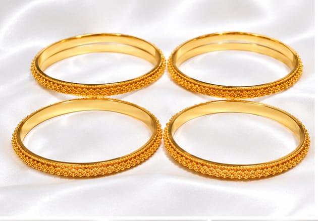 Exquisite Gold-Plated Textured Daily Wear Bangles Set