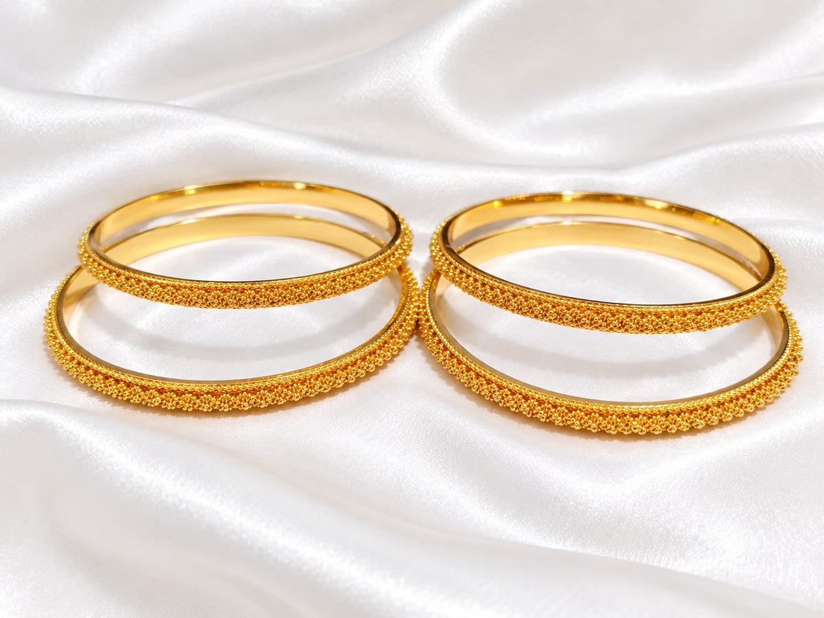 Exquisite Gold-Plated Textured Daily Wear Bangles Set