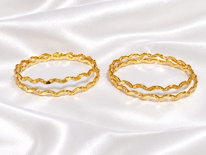 Modern Twisted Wave Gold-Plated Stacking Bangles – Set of 4 Daily Wear Kangan