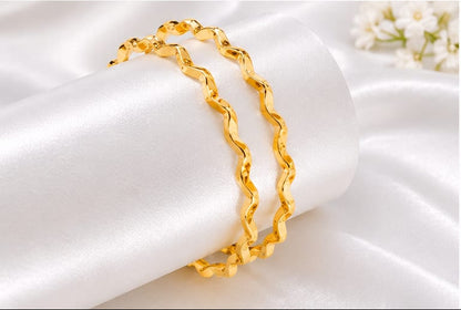 Modern Twisted Wave Gold-Plated Stacking Bangles – Set of 4 Daily Wear Kangan