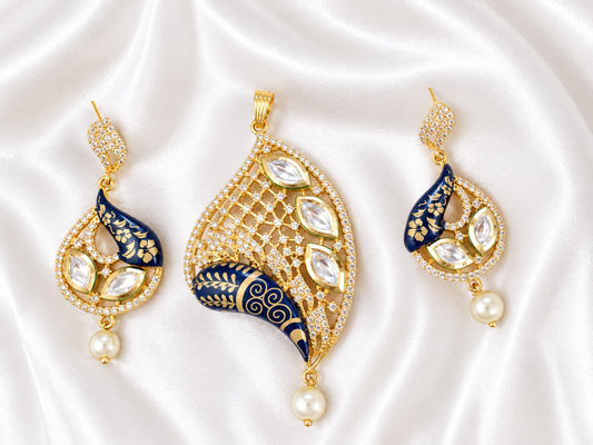 🌟 Royal Peacock Blue Meenakari & Kundan Jewelry Set