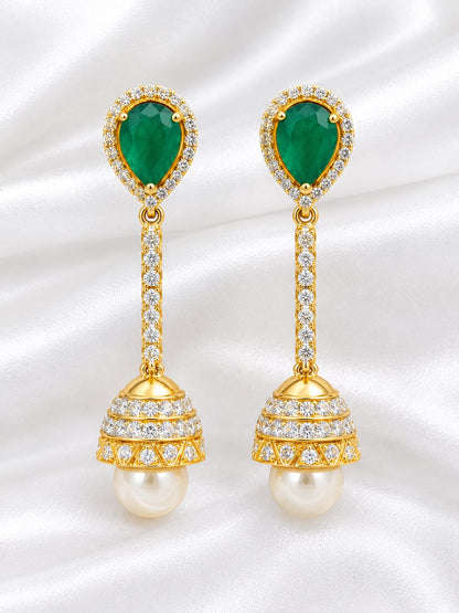 The Verdant Crown Emerald & Pearl Statement Dangles