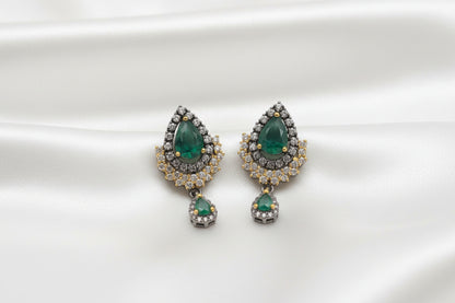 Premium CZ Teardrop Dangle Earrings – Emerald, Ruby Pink & Victorian  Collection
