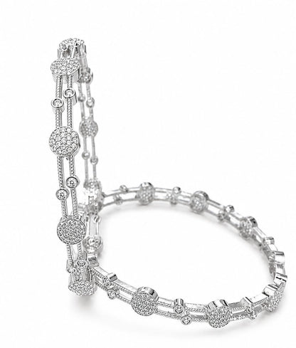 Circular Accent Zircon Stone Silver Bangles Set
