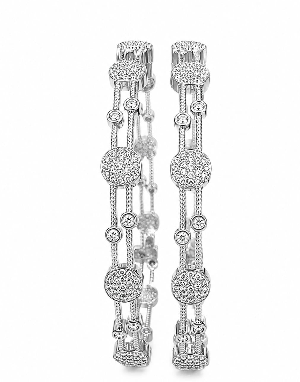 Circular Accent Zircon Stone Silver Bangles Set