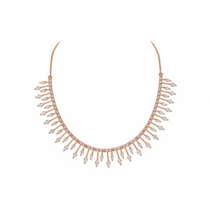 Rhodium-Plated Ruby and White Zircon Stone Necklace and Earrings Set