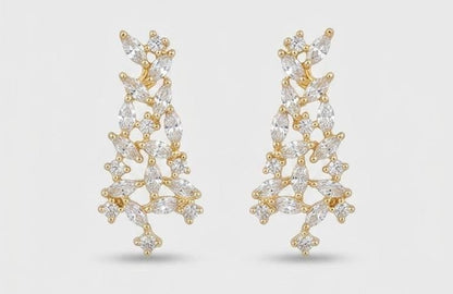 Sparkling Contemporary Zircon Cluster Layered Necklace and Earrings