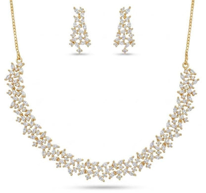 Sparkling Contemporary Zircon Cluster Layered Necklace and Earrings