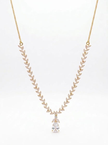 Pink and White Zircon Stone Necklace and Earrings Set