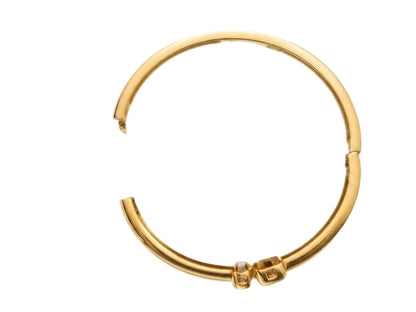 Gold Plated Zircon Cuff Bangle for Women | Minimalist Crystal Bracelet | Elegant Hinged Bracelet
