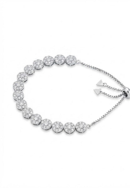 Luxury Silver Floral Adjustable Bracelet – Cubic Zirconia Flower Bracelet for Women
