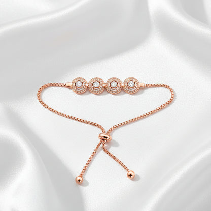 Luxury Adjustable CZ Crystal Link Bracelet – Gold & Rose Gold Finish