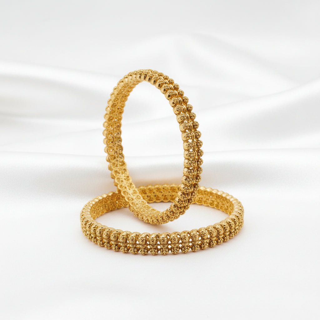 Traditional Gold-Plated Antique Design Bangles Set