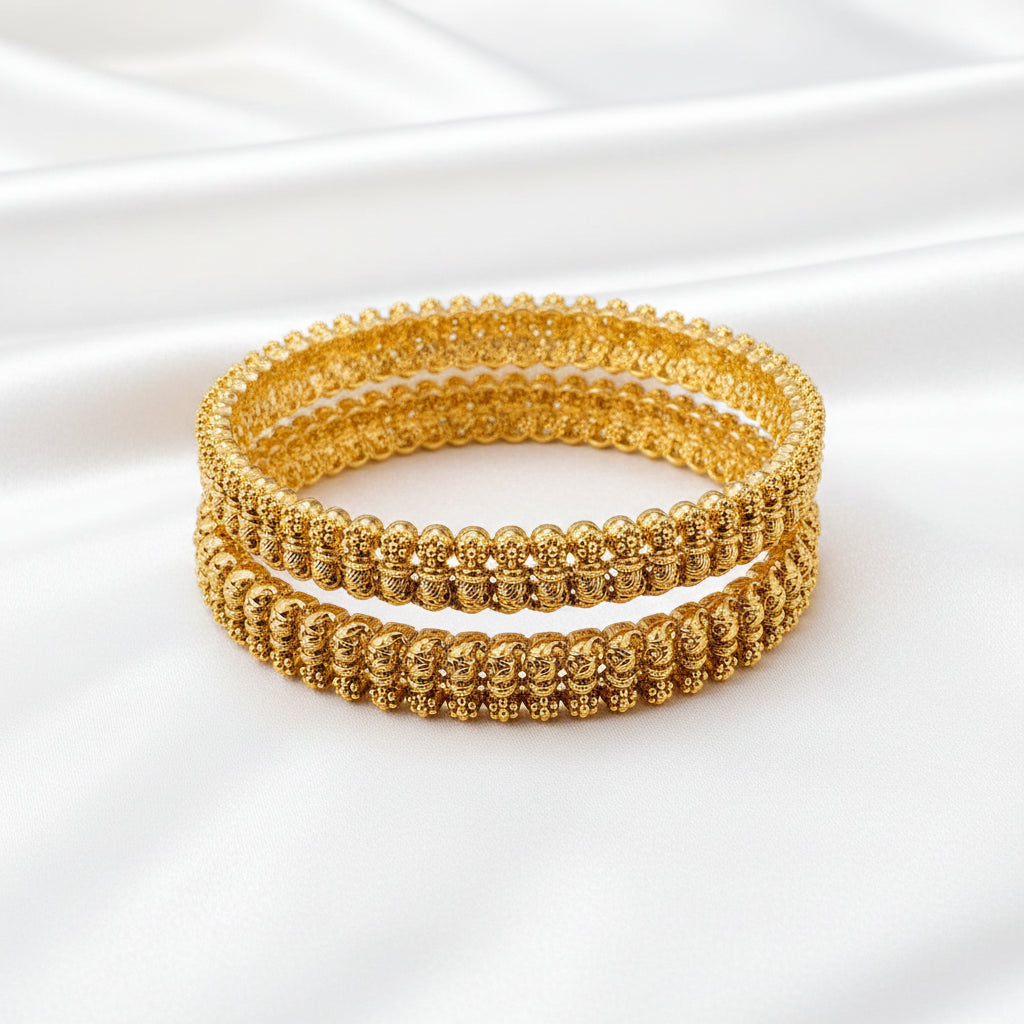 Traditional Gold-Plated Antique Design Bangles Set