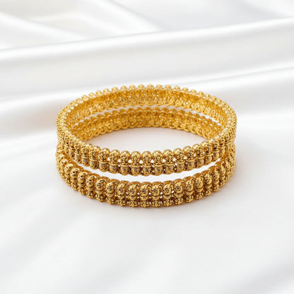 Traditional Gold-Plated Antique Design Bangles Set