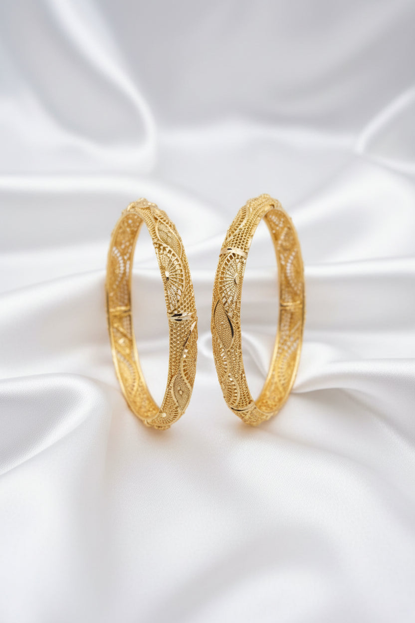Antique Gold Plated Filigree Designer Bangles – Traditional Indian Jewelry