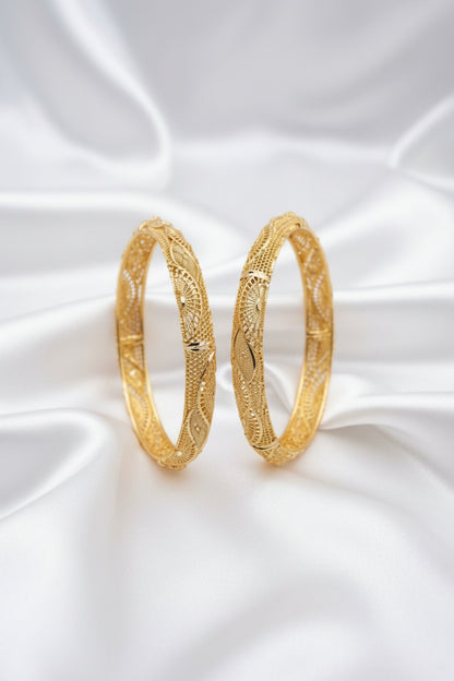 Antique Gold Plated Filigree Designer Bangles – Traditional Indian Jewelry