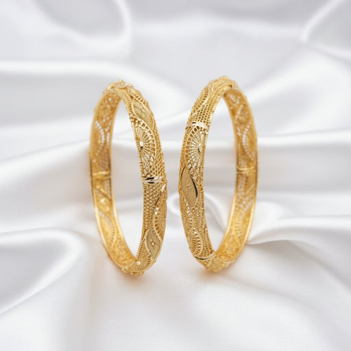 Antique Gold Plated Filigree Designer Bangles – Traditional Indian Jewelry