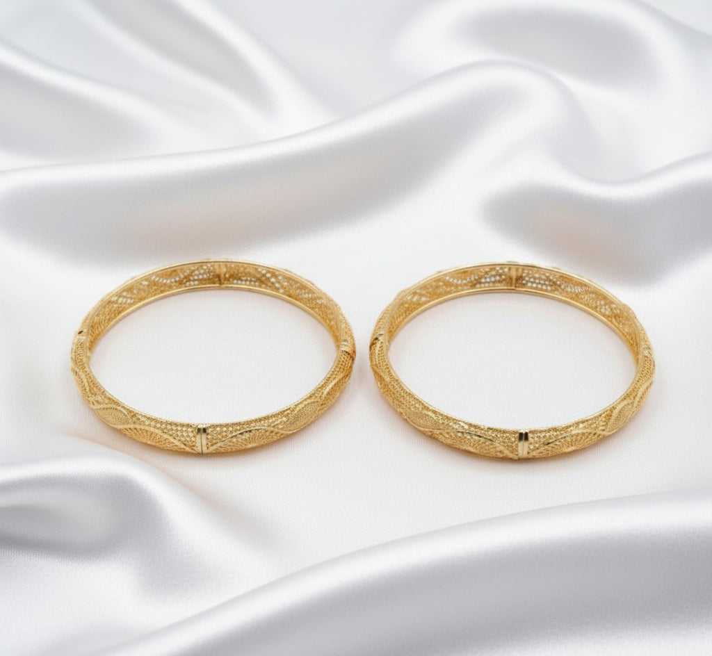 Antique Gold Plated Filigree Designer Bangles – Traditional Indian Jewelry