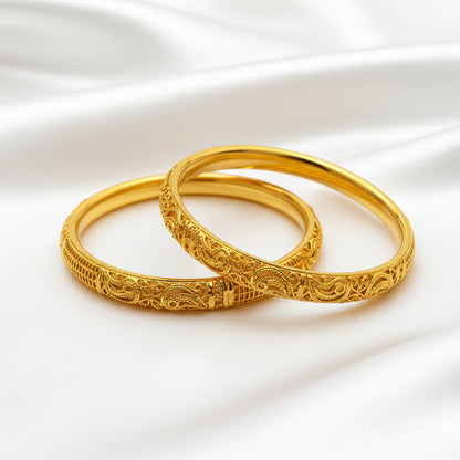 Traditional Gold Finish Paisley Design Bangle Set for Women