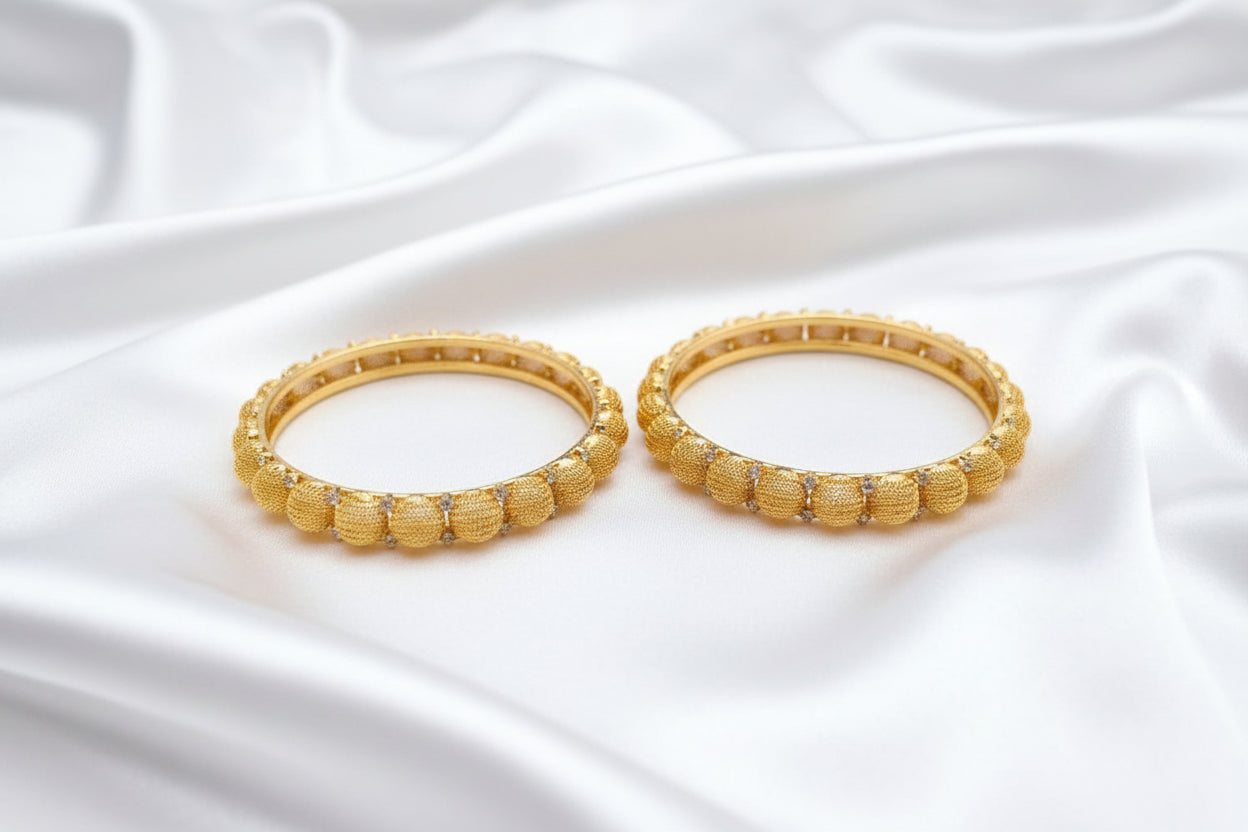 💎Traditional Gold Beaded Designer Bangles with Multicolor 🌈✨💎Stone Detailing