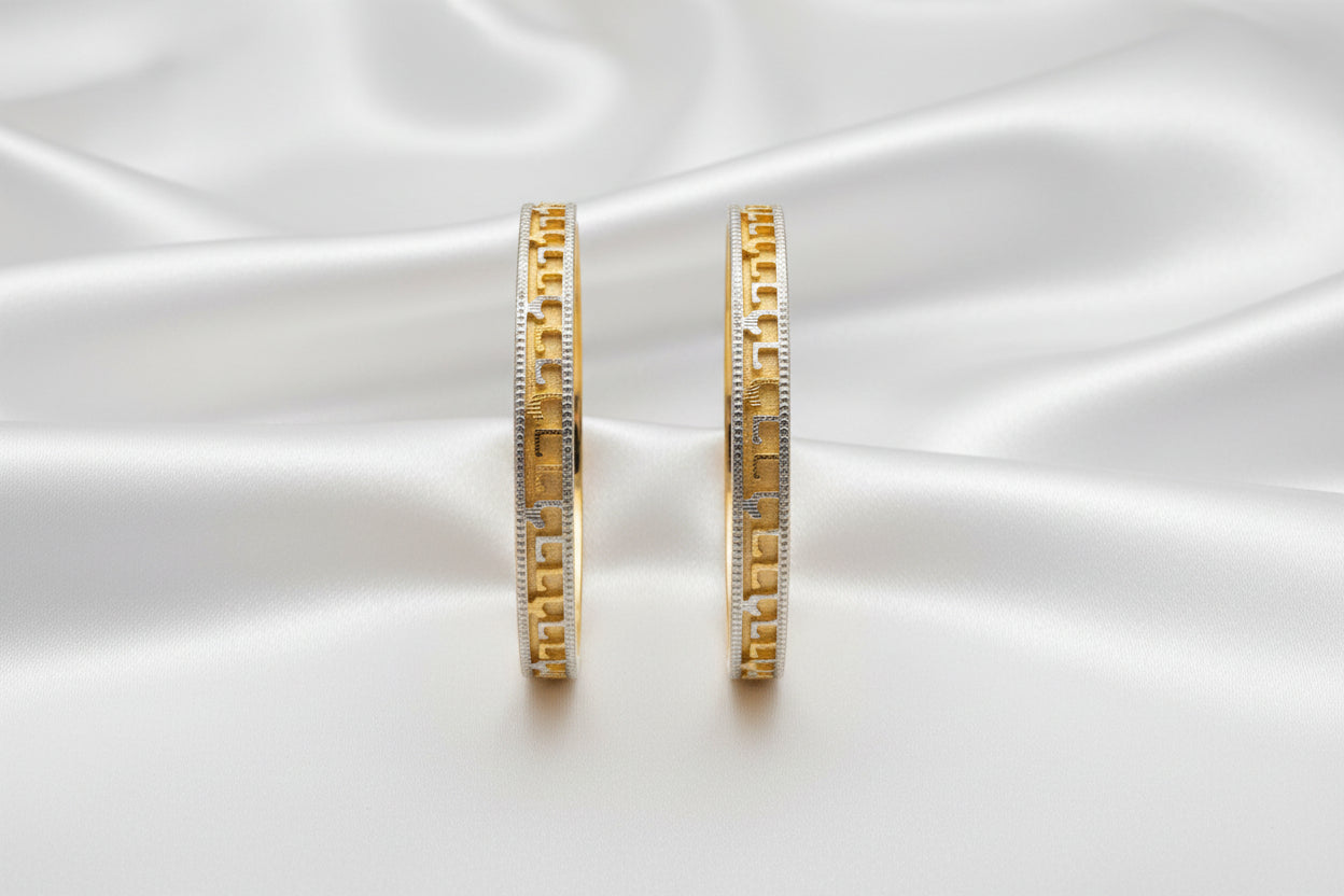 Elegant Greek Key Gold-Tone Bangle  Set – Classic Geometric Jewelry
