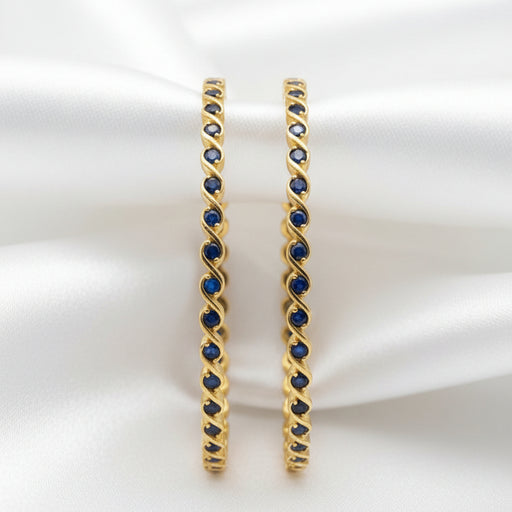 Spiral Blue Gemstone Gold Bangles