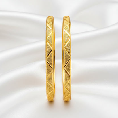 Elegant Gold-Tone Geometric Bangle Bracelet