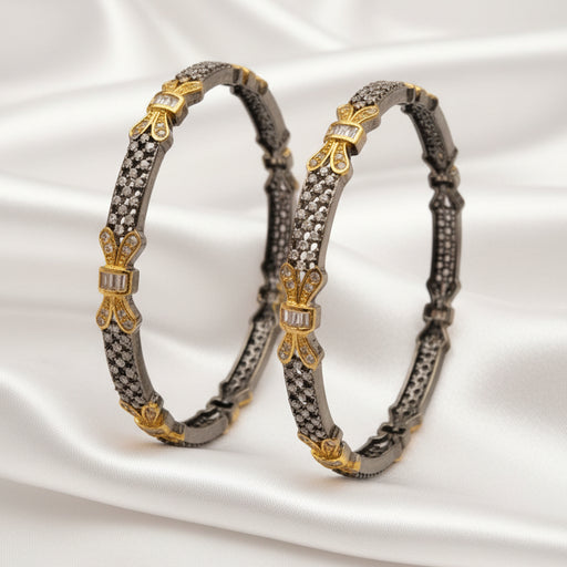 Victorian -Style Black and Gold Tone Bangle Set
