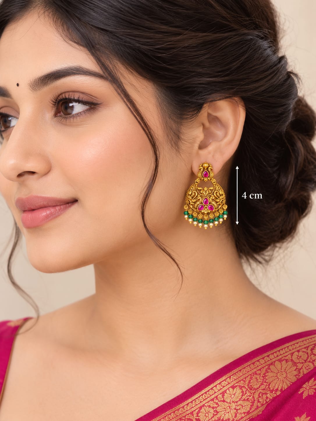 Royal Peacock Filigree Gold Earrings with Antique Polish