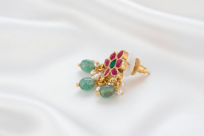 Gold Plated Lotus ✨🪷 Floral Drop Stud Earrings