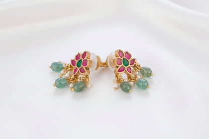 Gold Plated Lotus ✨🪷 Floral Drop Stud Earrings